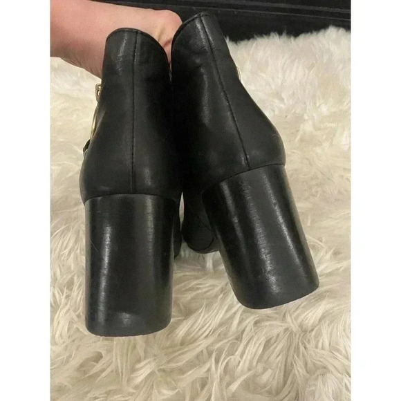 See by Chloe Boots Louise Block Heel Ankle Booties Black Leather Zip Size 37 7 - Picture 5 of 15
